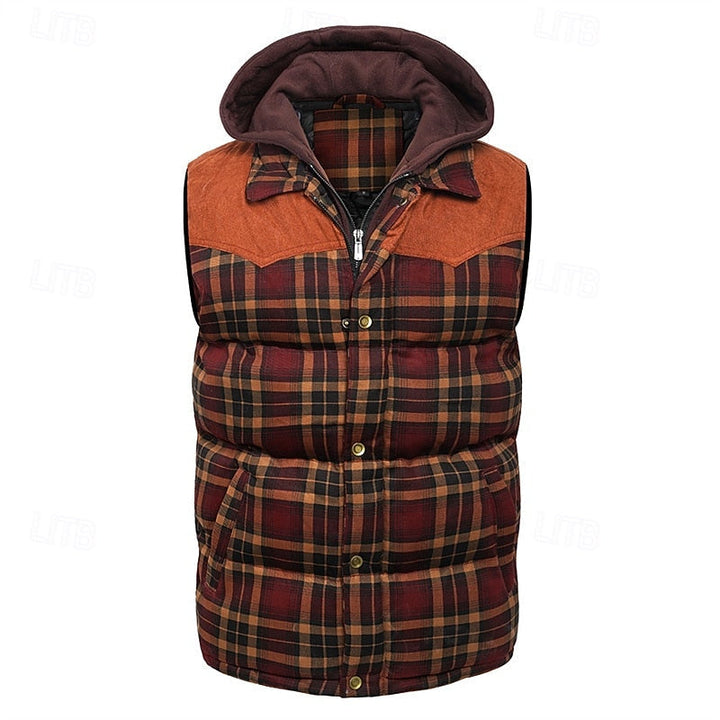 Dravorn | Homme Gilet Matelassé Capuche Carreaux - Image 2