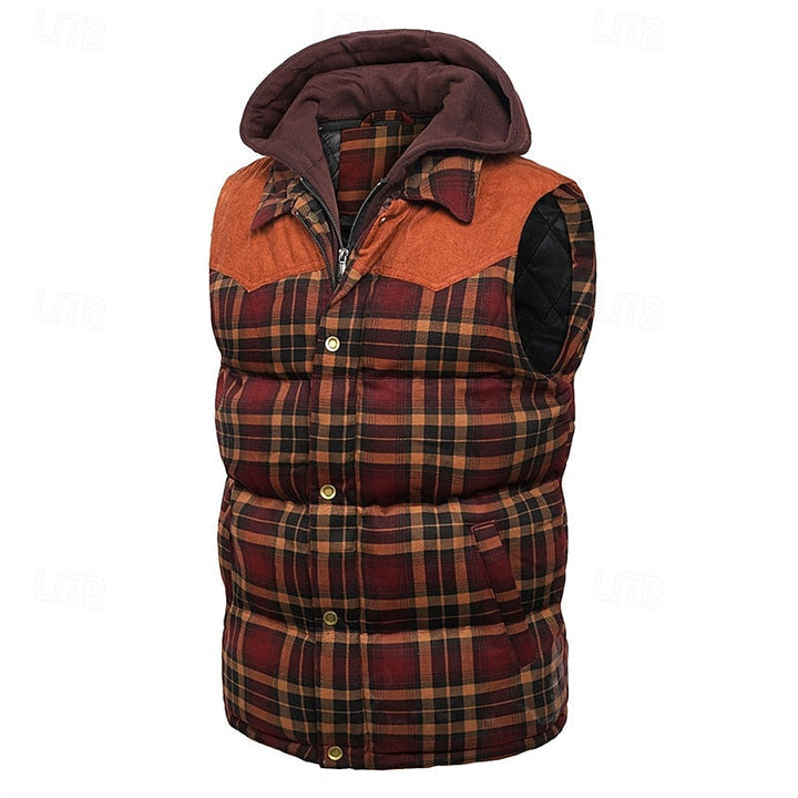 Dravorn | Homme Gilet Matelassé Capuche Carreaux - Image 3
