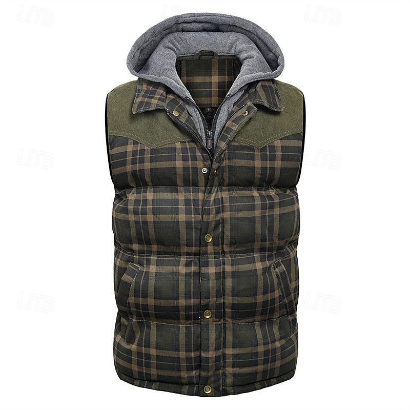 Dravorn | Homme Gilet Matelassé Capuche Carreaux - Image 5