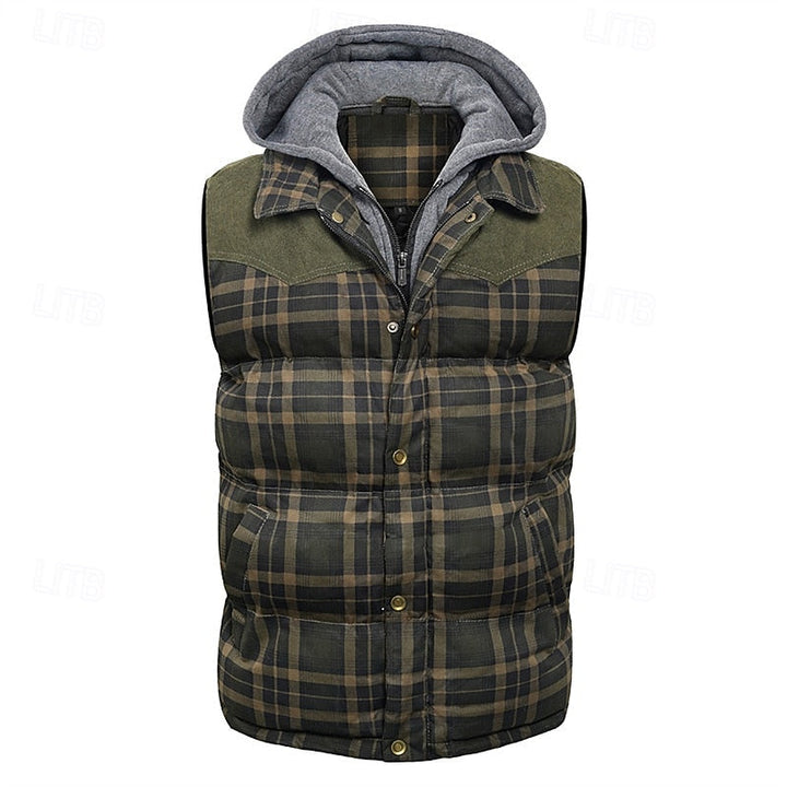 Dravorn | Homme Gilet Matelassé Capuche Carreaux - Image 5