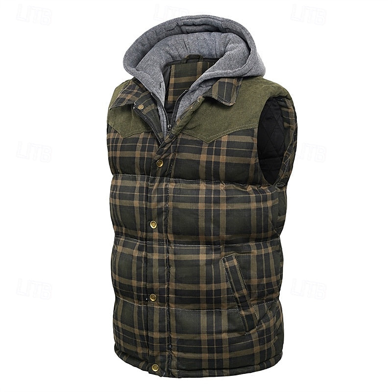Dravorn | Homme Gilet Matelassé Capuche Carreaux - Image 6