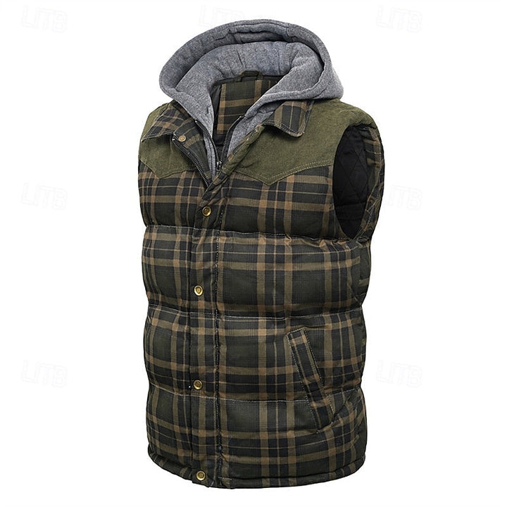 Dravorn | Homme Gilet Matelassé Capuche Carreaux - Image 6