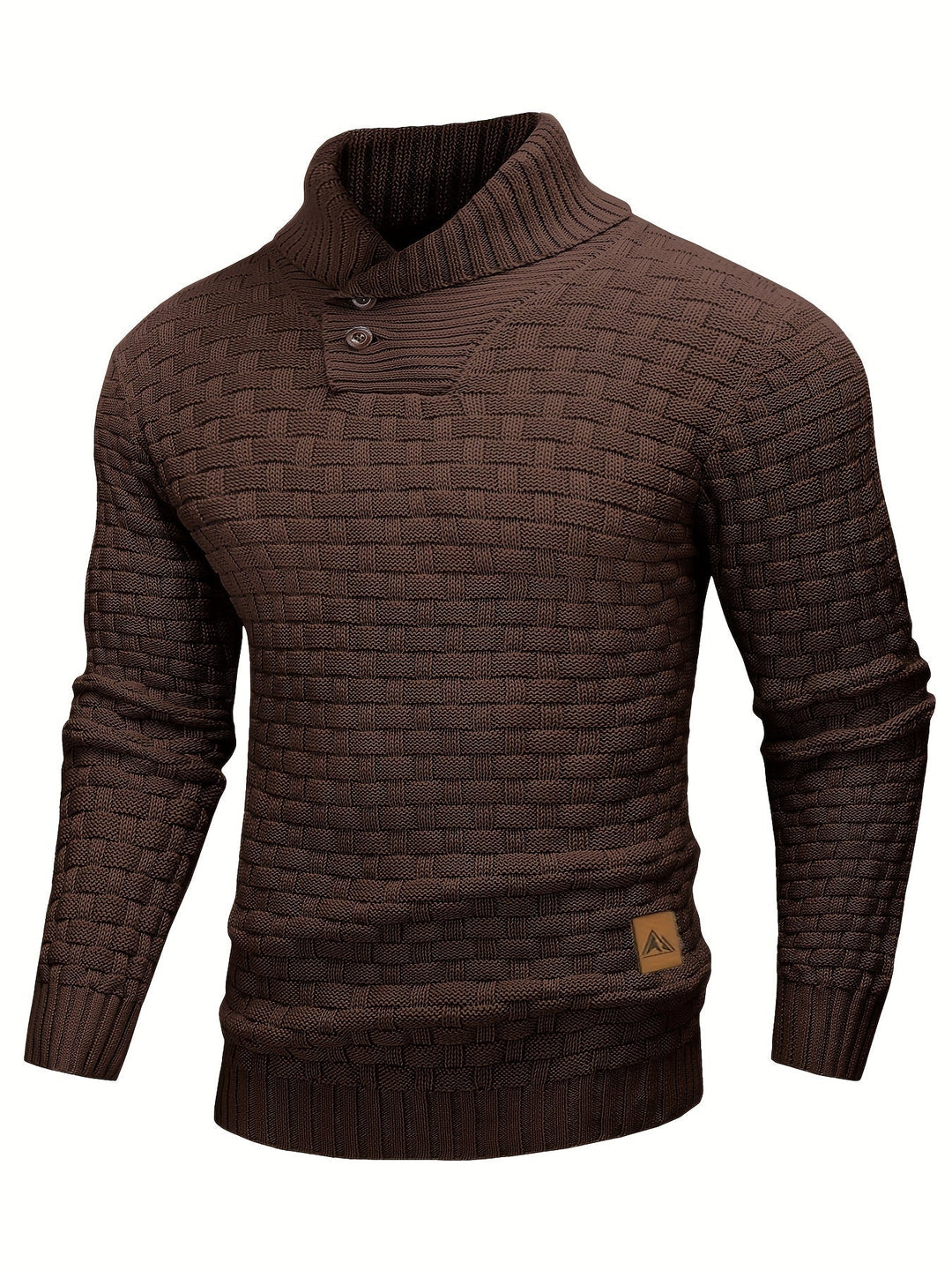 Dravorn | Homme Pull Col Châle Tricot Jacquard - Brown - Image 1