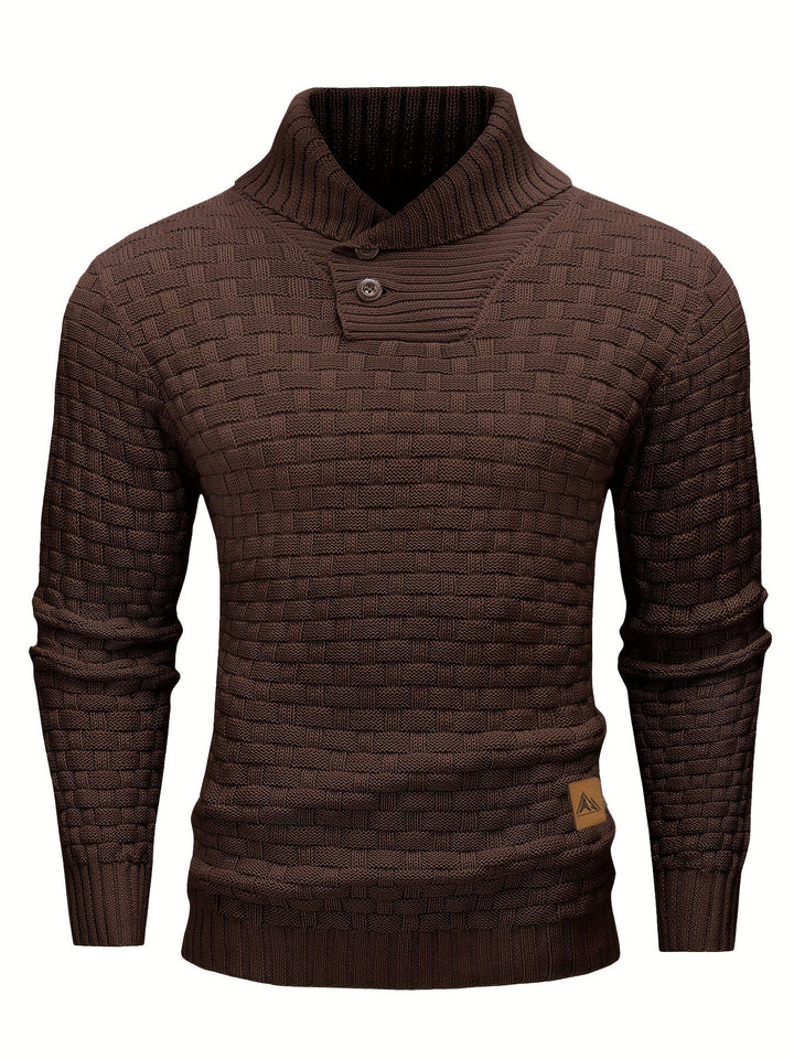 Dravorn | Homme Pull Col Châle Tricot Jacquard - Brown - Image 11