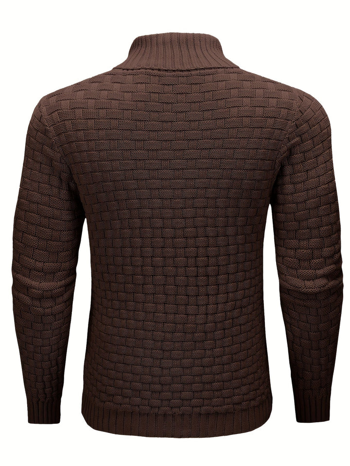 Dravorn | Homme Pull Col Châle Tricot Jacquard - Brown - Image 12