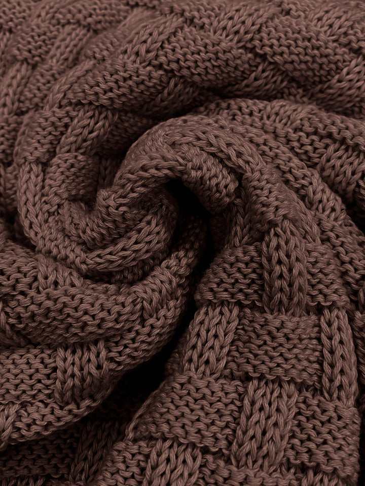 Dravorn | Homme Pull Col Châle Tricot Jacquard - Brown - Image 14