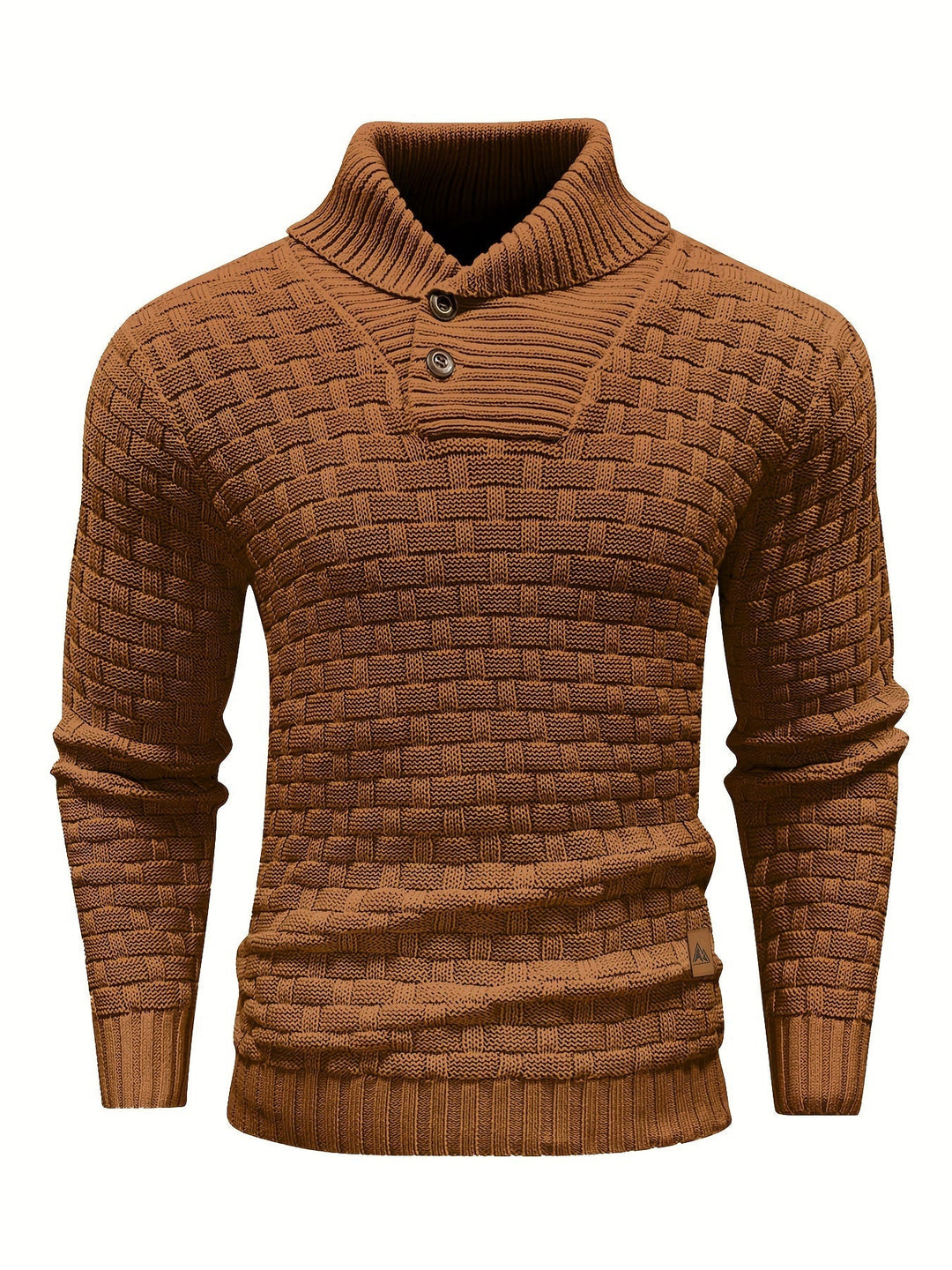 Dravorn | Homme Pull Col Châle Tricot Jacquard - Brown - Image 15