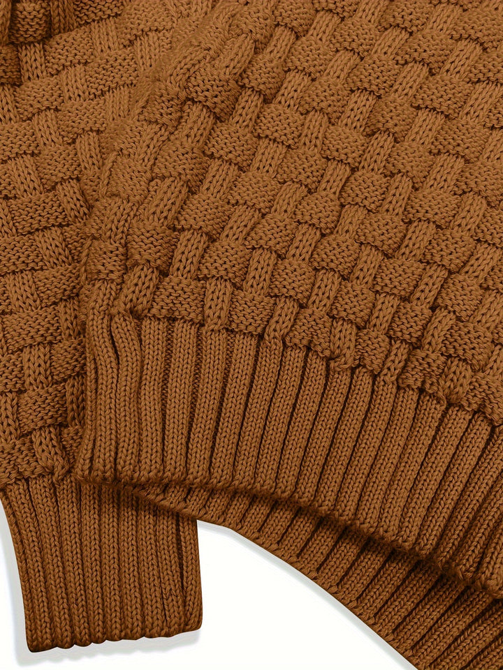 Dravorn | Homme Pull Col Châle Tricot Jacquard - Brown - Image 16