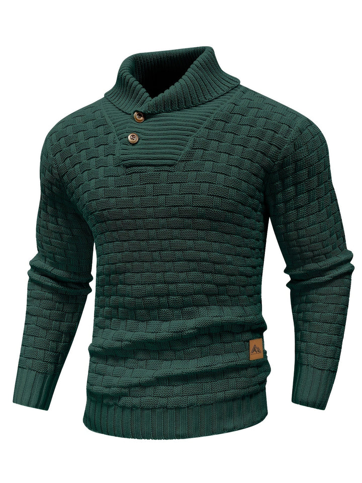 Dravorn | Homme Pull Col Châle Tricot Jacquard - Brown - Image 3