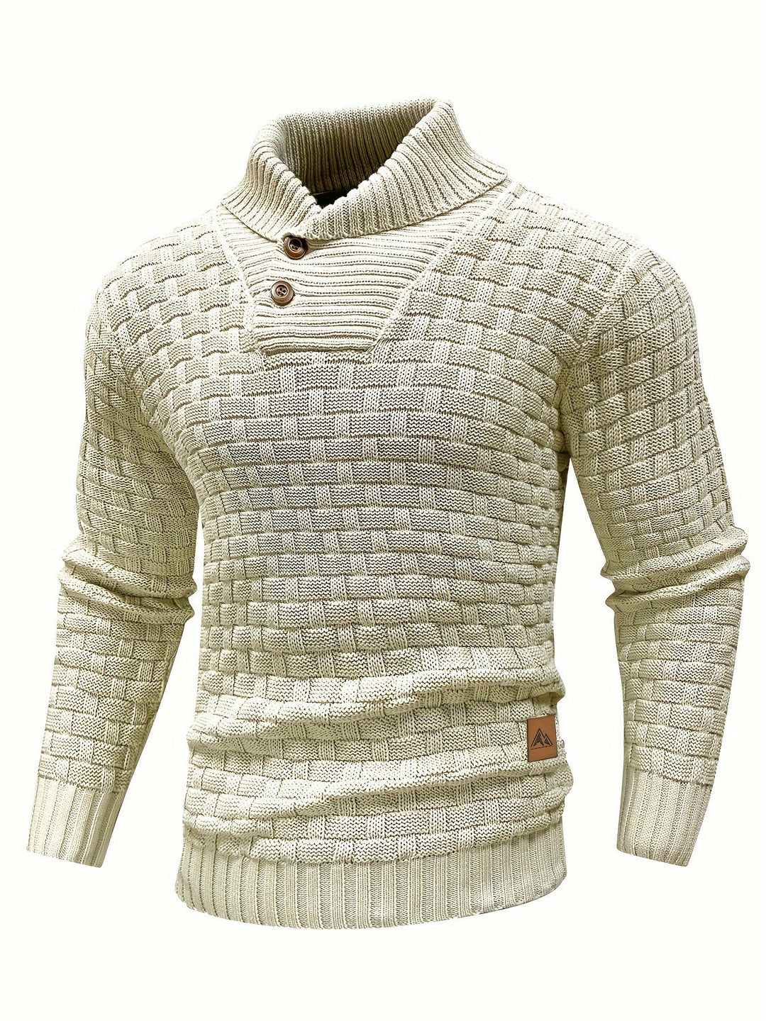 Dravorn | Homme Pull Col Châle Tricot Jacquard - Brown - Image 4