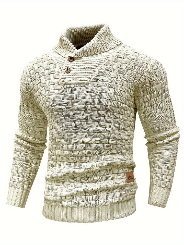 Dravorn | Homme Pull Col Châle Tricot Jacquard - Brown - Image 4