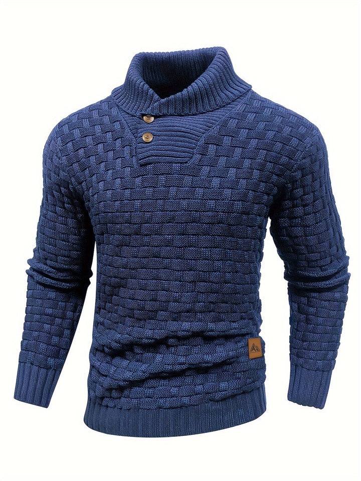 Dravorn | Homme Pull Col Châle Tricot Jacquard - Brown - Image 7