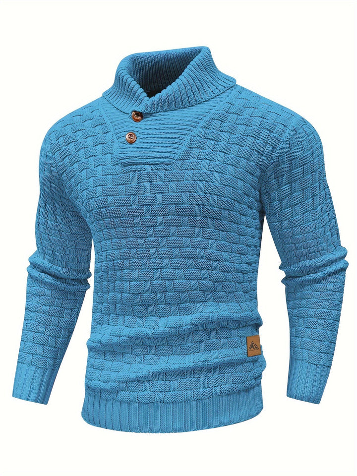 Dravorn | Homme Pull Col Châle Tricot Jacquard - Brown - Image 8