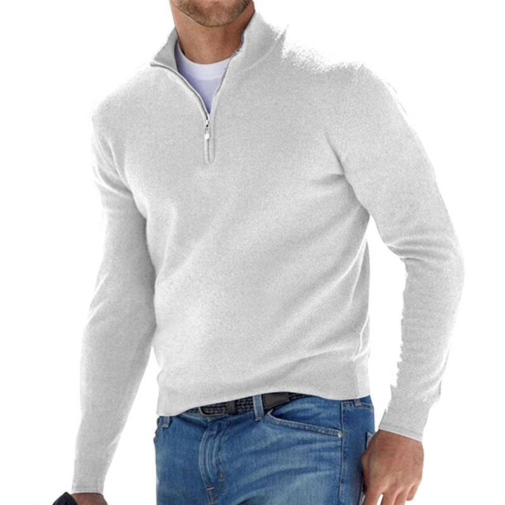 Dravorn | Homme Pull Zippé Col Montant - White - Image 1