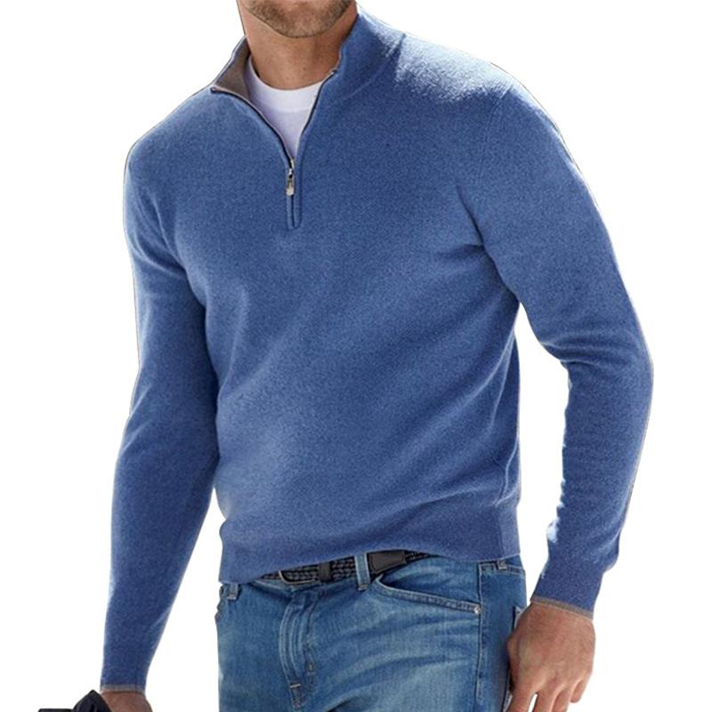 Dravorn | Homme Pull Zippé Col Montant - White - Image 2