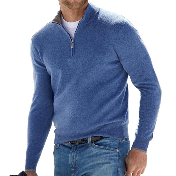 Dravorn | Homme Pull Zippé Col Montant - White - Image 2