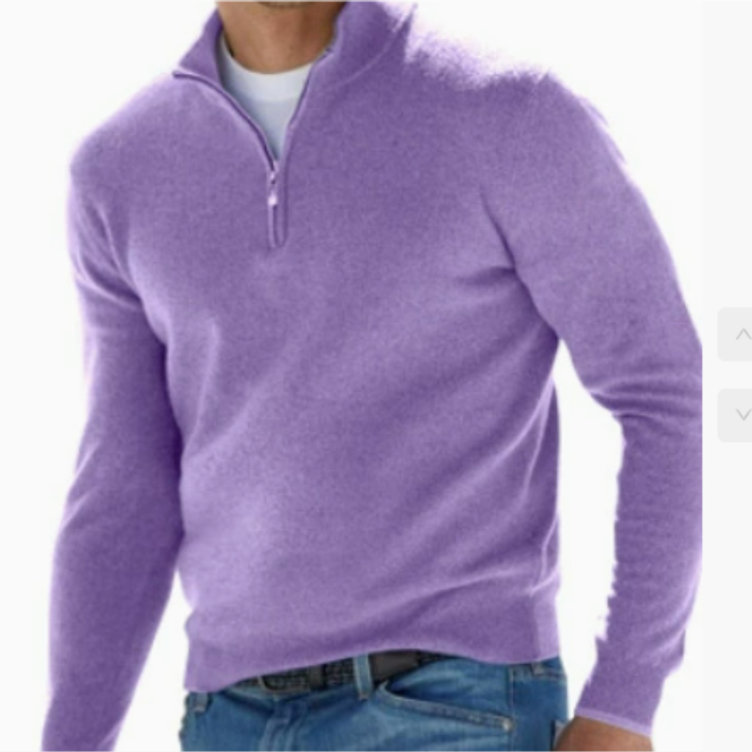 Dravorn | Homme Pull Zippé Col Montant - White - Image 7