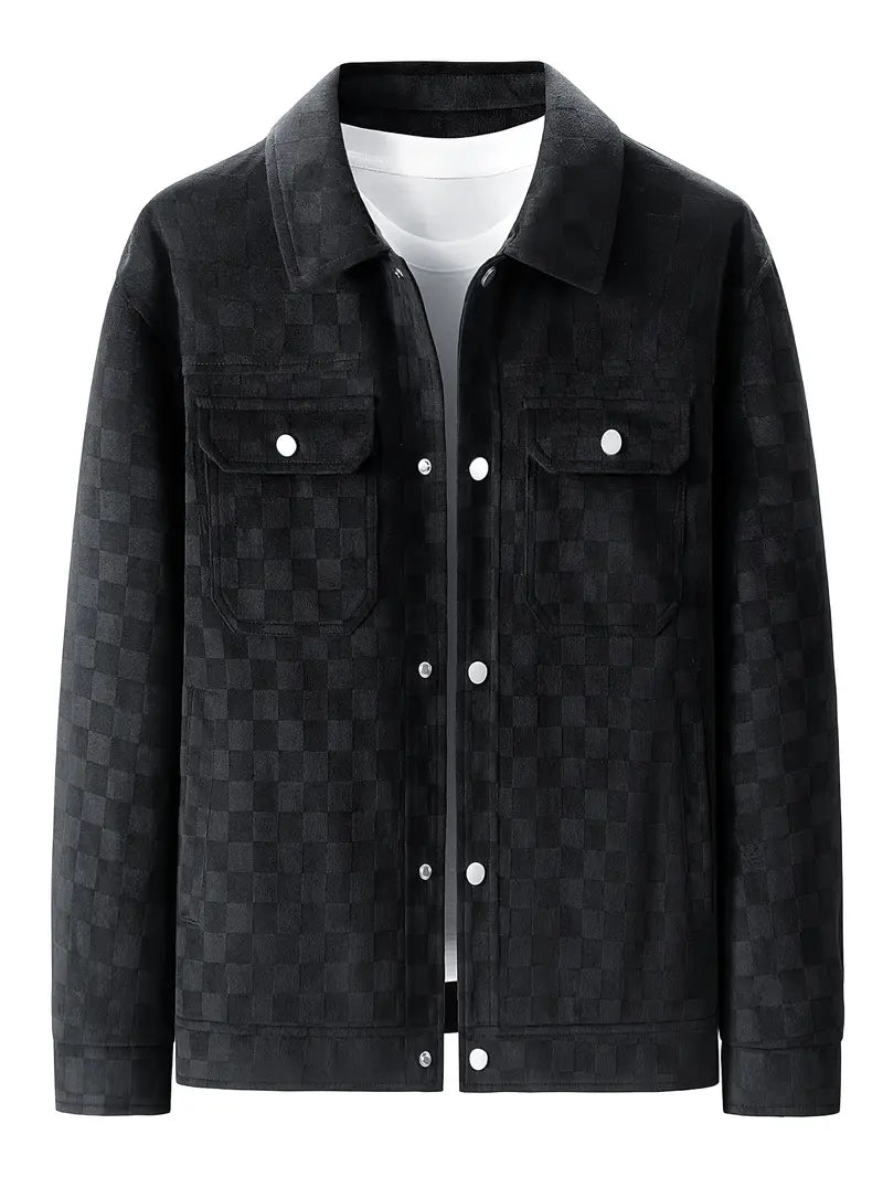 Dravsel | Homme Veste Carreaux Boutons-Pression - Black - Image 2