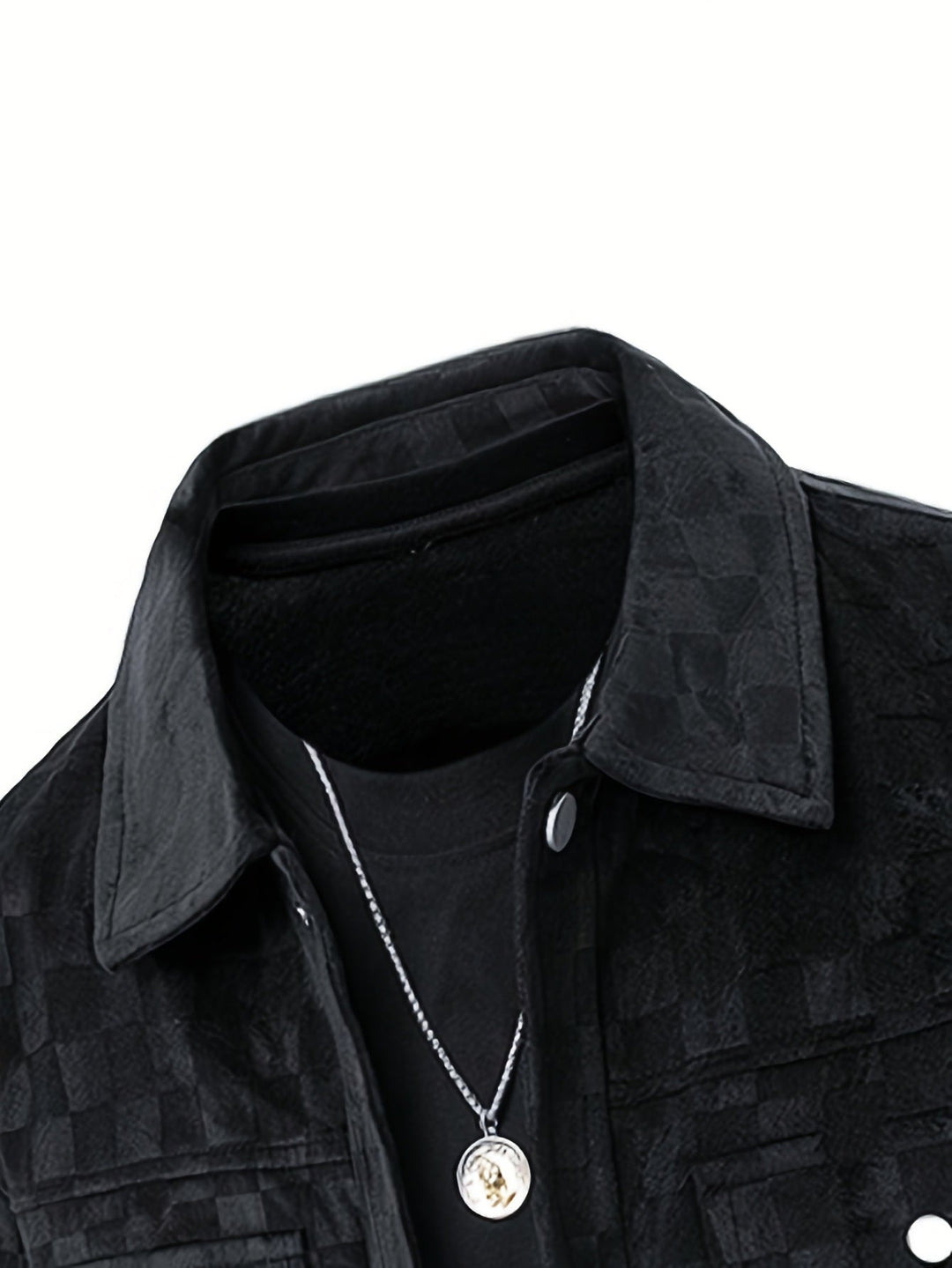 Dravsel | Homme Veste Carreaux Boutons-Pression - Black - Image 4