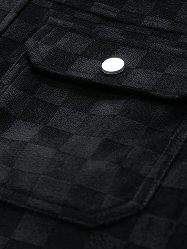 Dravsel | Homme Veste Carreaux Boutons-Pression - Black - Image 5