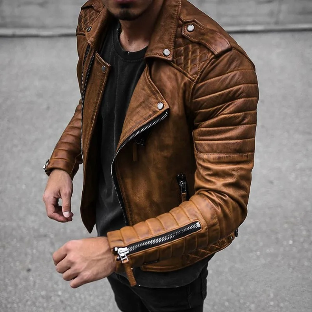 Drevald | Homme Veste en Cuir Motard - Image 2