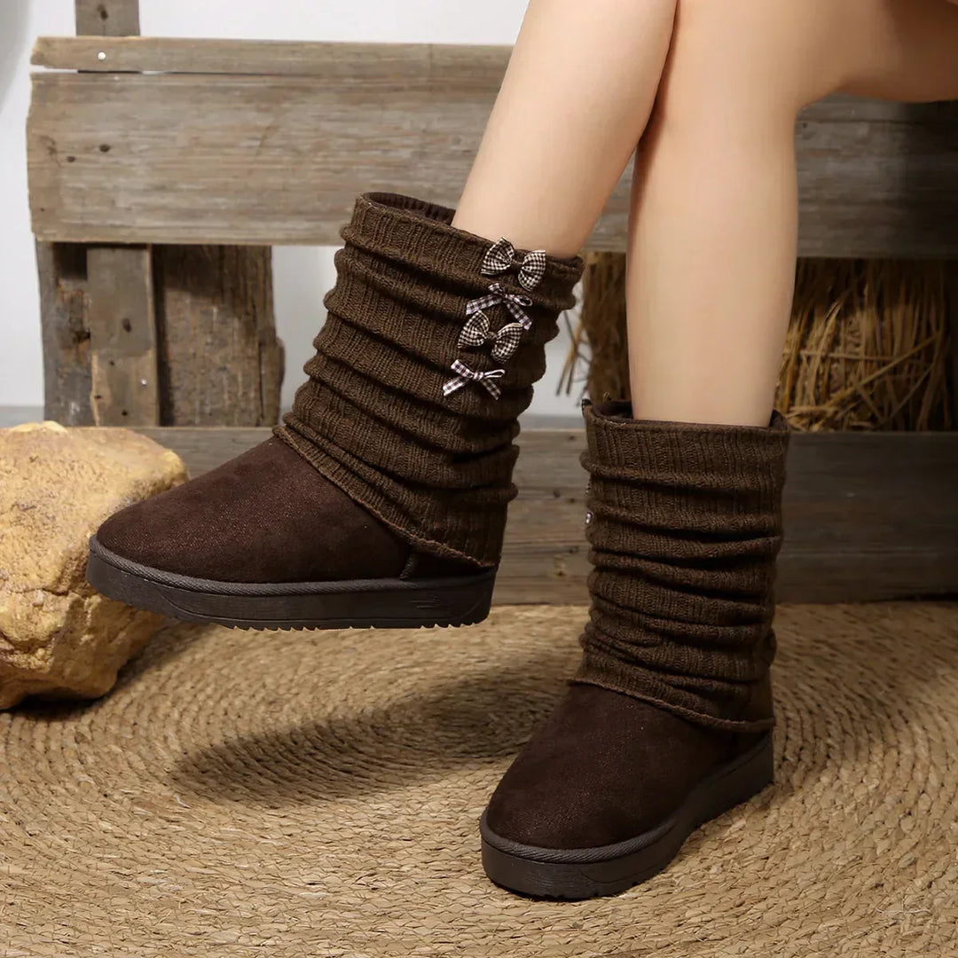 Lénorve | Femme Bottes de Neige Revers Tricoté Nœuds — vue 6