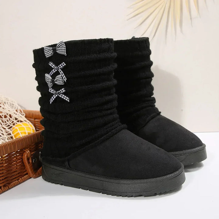 Lénorve | Femme Bottes de Neige Revers Tricoté Nœuds — vue 7