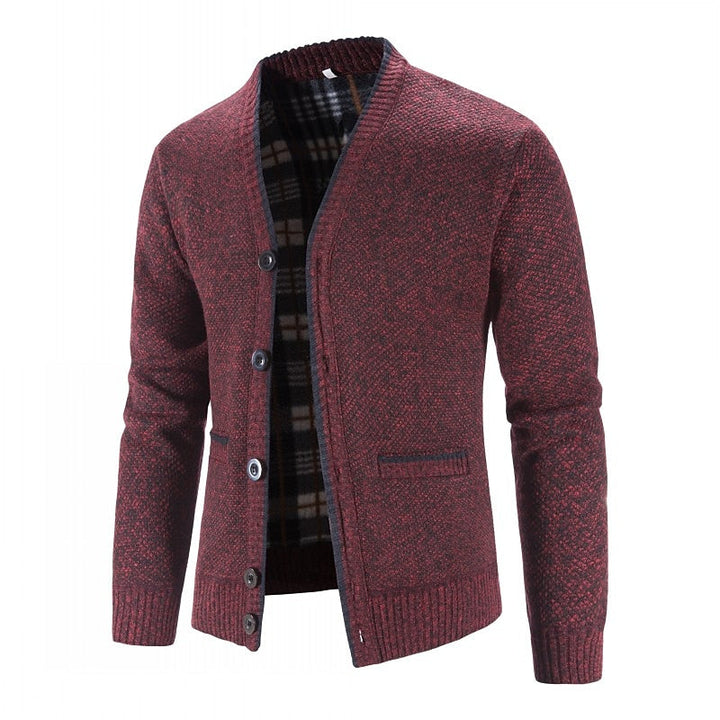 Édvarn | Homme Cardigan Col V Doublé Hiver - Light Grey - Image 4