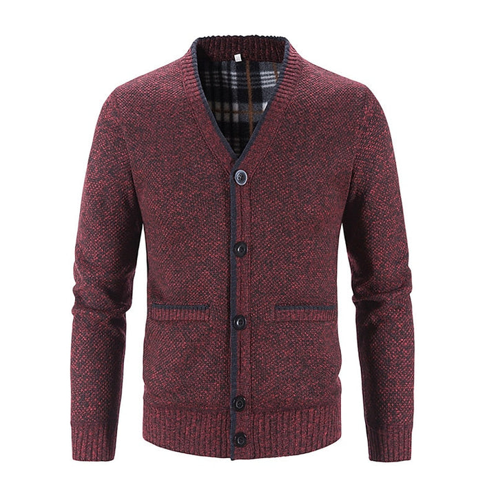 Édvarn | Homme Cardigan Col V Doublé Hiver - Light Grey - Image 9