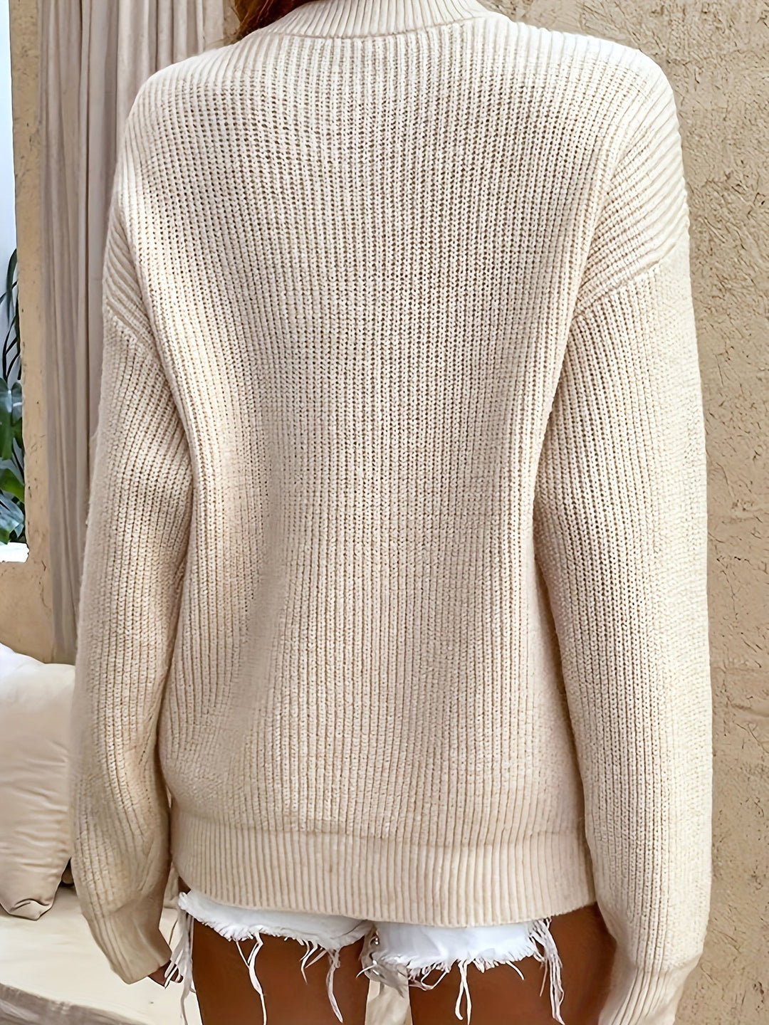 Elvarde | Pull Femme Col Henley Côtelé - Baby Blue - Image 10