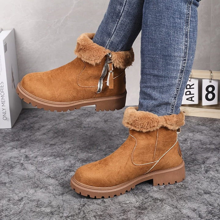 Elvorde | Femme Bottines Fourrées Hiver Fermeture Éclair - Camel - Image 2