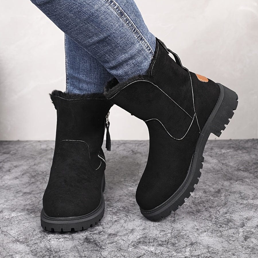 Elvorde | Femme Bottines Fourrées Hiver Fermeture Éclair - Camel - Image 4