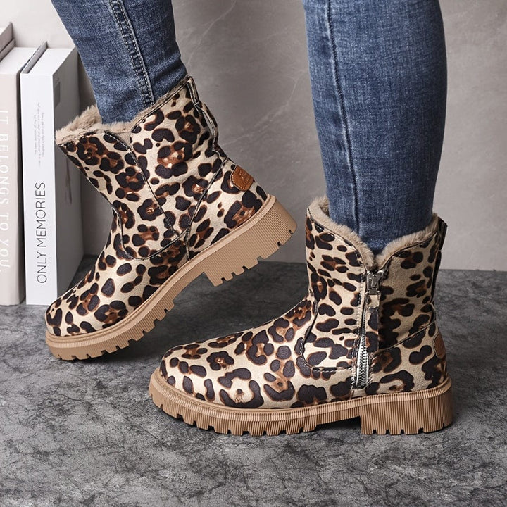 Elvorde | Femme Bottines Fourrées Hiver Fermeture Éclair - Camel - Image 5