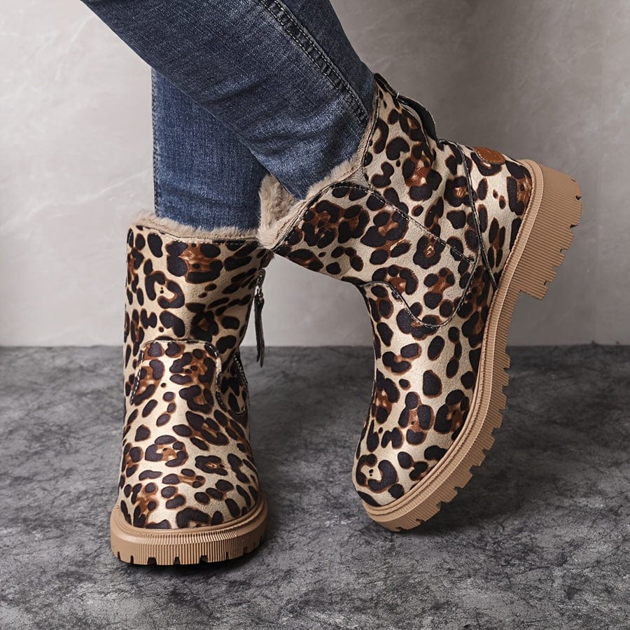 Elvorde | Femme Bottines Fourrées Hiver Fermeture Éclair - Camel - Image 8
