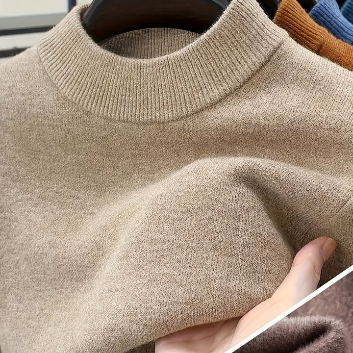 Erwan | Homme Pull Col Montant Tricot Hiver - Taupe - Image 1