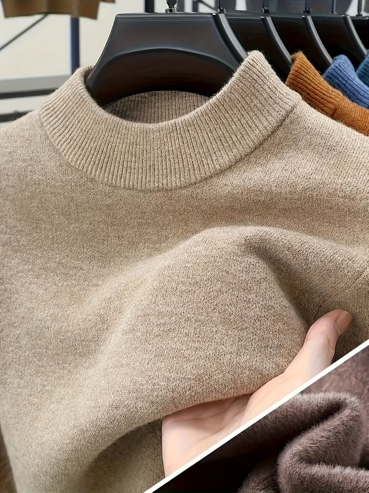 Erwan | Homme Pull Col Montant Tricot Hiver - Taupe - Image 2