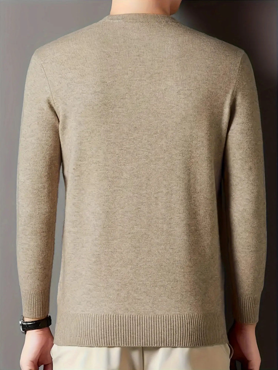 Erwan | Homme Pull Col Montant Tricot Hiver - Taupe - Image 3