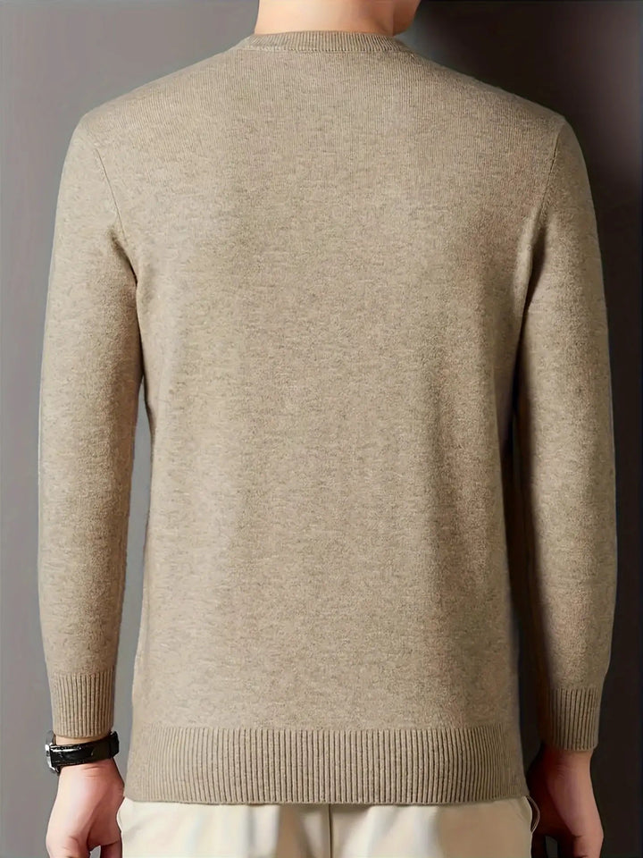 Erwan | Homme Pull Col Montant Tricot Hiver - Taupe - Image 3