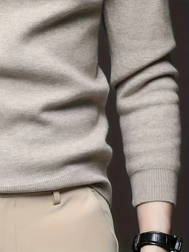 Erwan | Homme Pull Col Montant Tricot Hiver - Taupe - Image 5