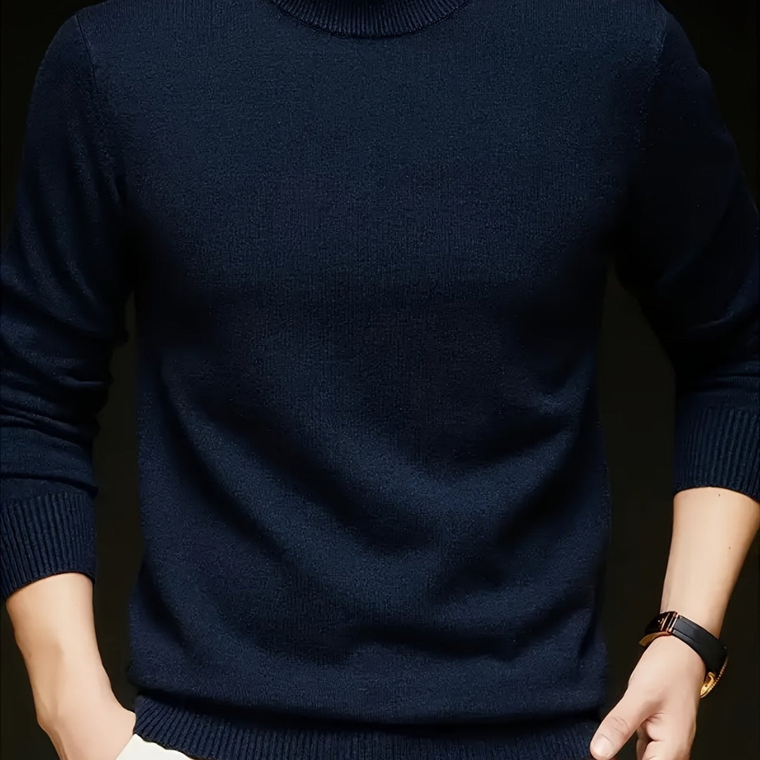 Erwan | Homme Pull Col Montant Tricot Hiver - Taupe - Image 6