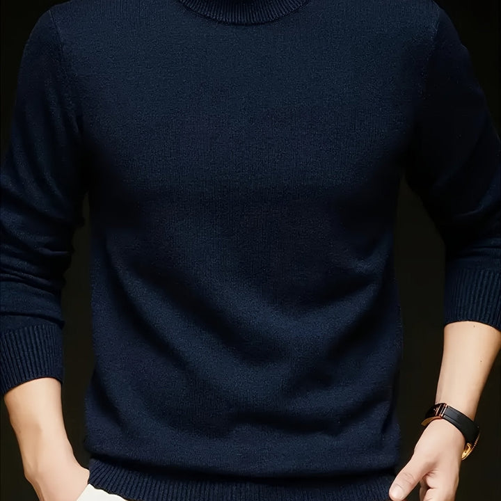 Erwan | Homme Pull Col Montant Tricot Hiver - Taupe - Image 6