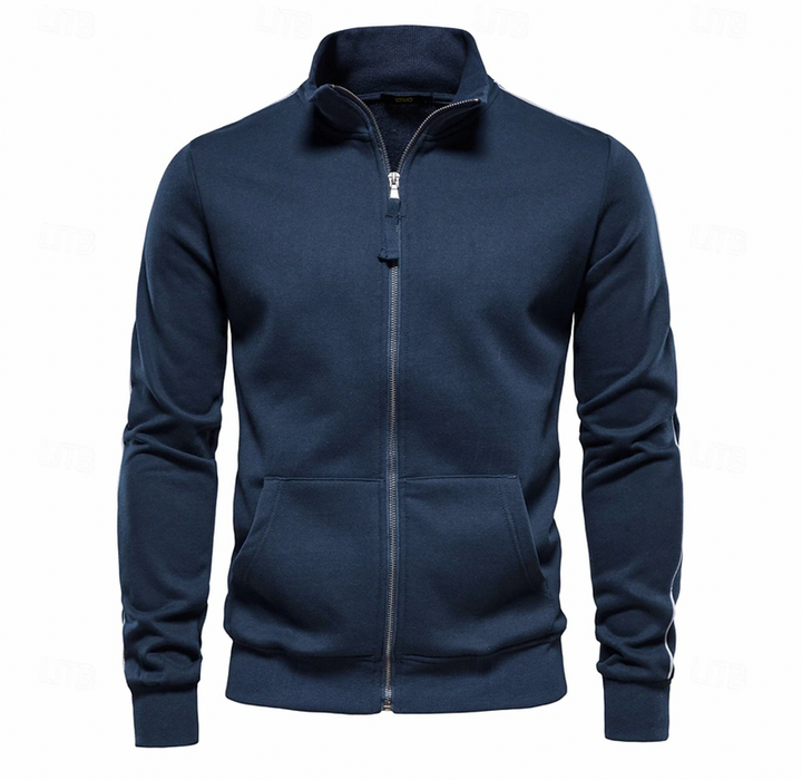 Falcord | Homme Veste Zippée Col Montant - Navy - Image 1