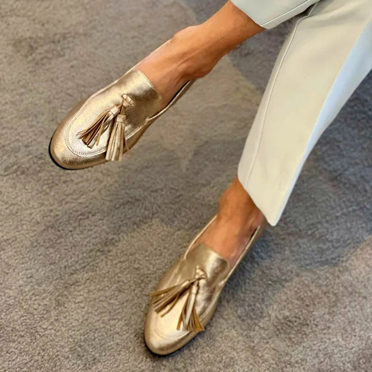 Falvéa | Mocassins Dorés à Glands Femme - Gold - Image 1