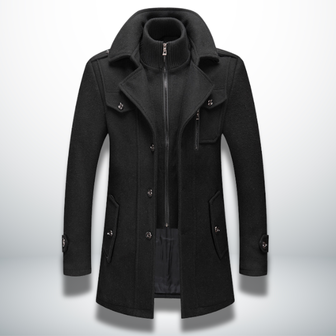 Falveron | Homme Manteau en Laine Hiver Col Montant - Image 3