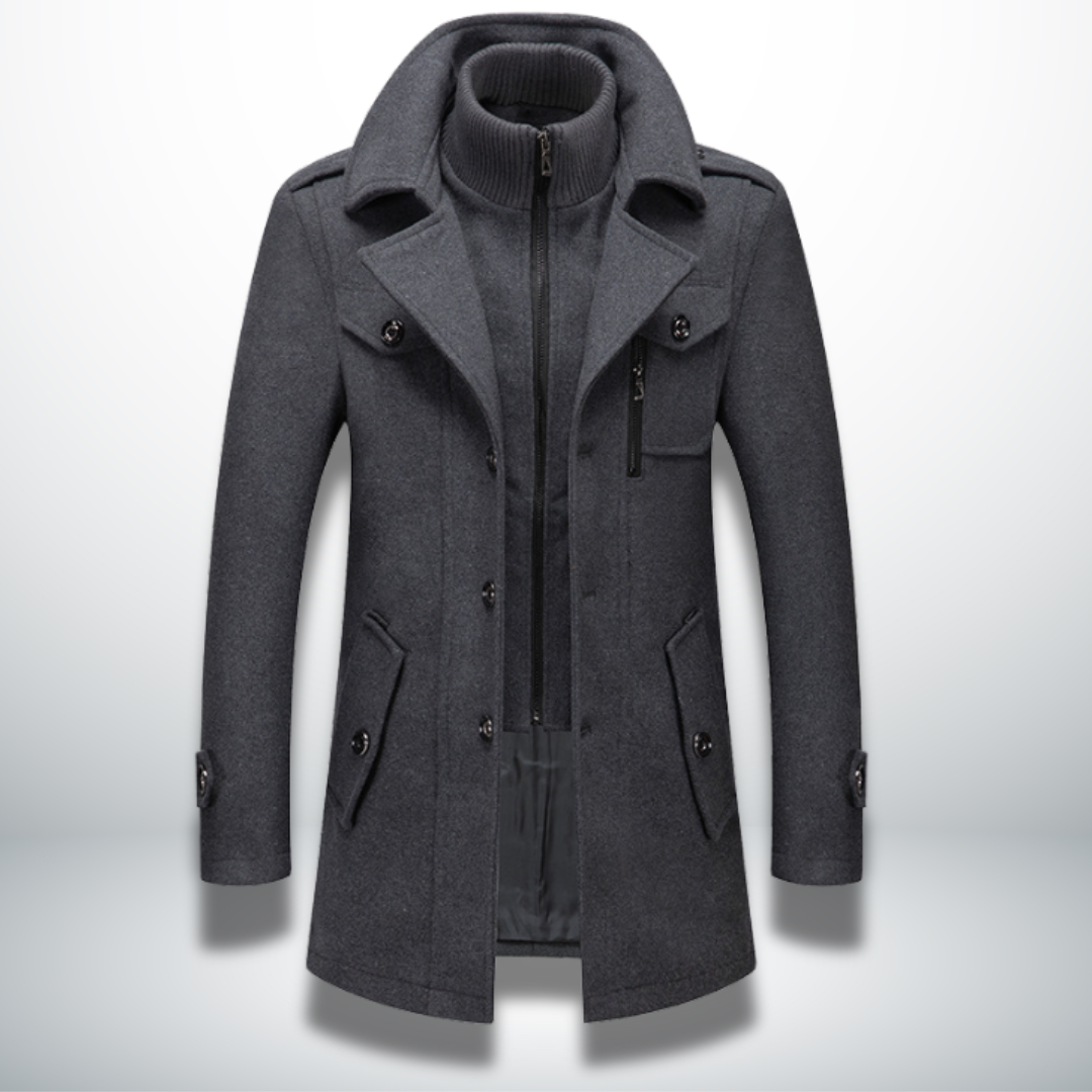 Falveron | Homme Manteau en Laine Hiver Col Montant - Image 4