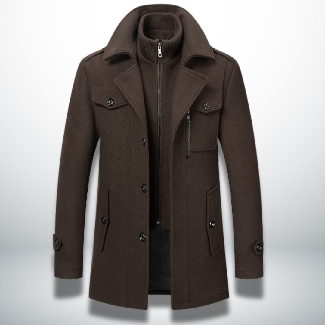 Falveron | Homme Manteau en Laine Hiver Col Montant - Image 5