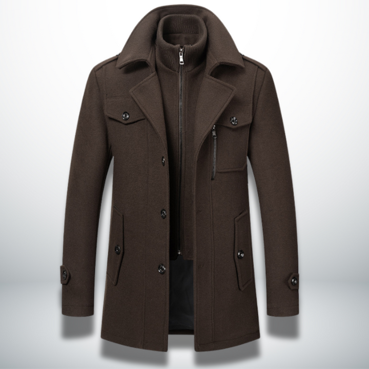 Falveron | Homme Manteau en Laine Hiver Col Montant - Image 5