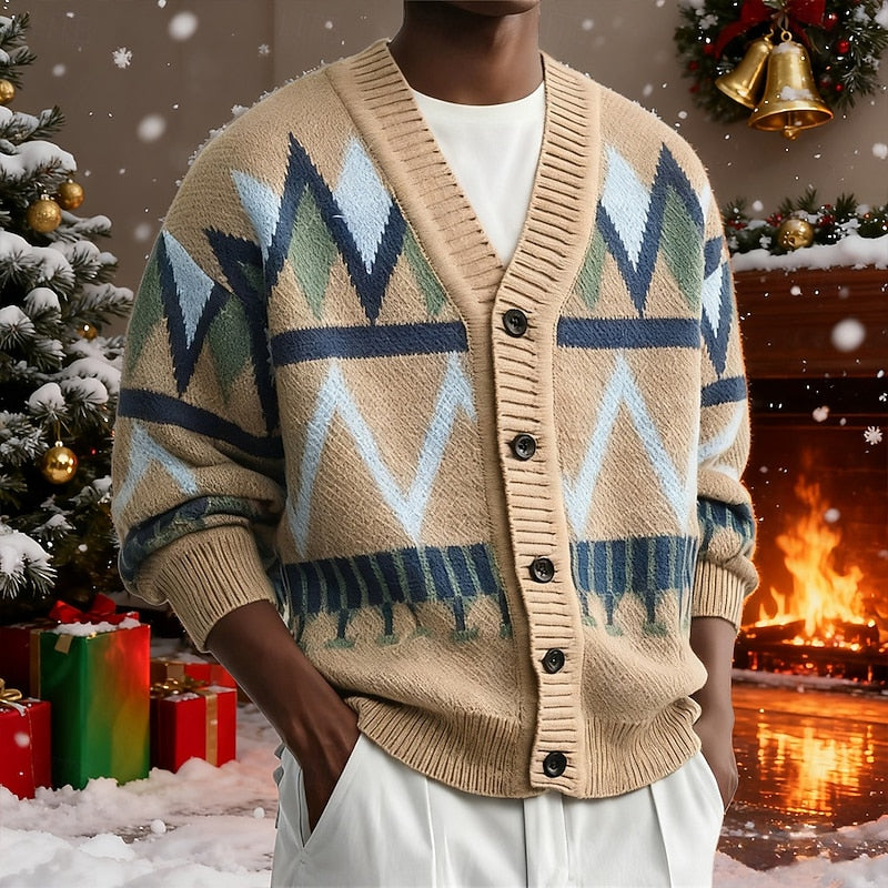 Falvindor | Homme Gilet Tricoté Motif Géométrique - Image 1