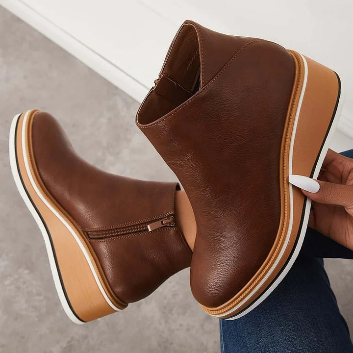 Falvire | Femme Bottines Compensées à Plateforme Zippées - Navy - Image 10