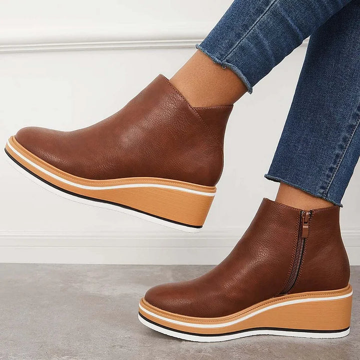 Falvire | Femme Bottines Compensées à Plateforme Zippées - Navy - Image 11